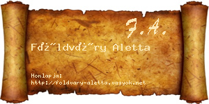 Földváry Aletta névjegykártya