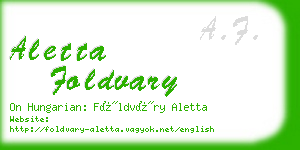 aletta foldvary business card